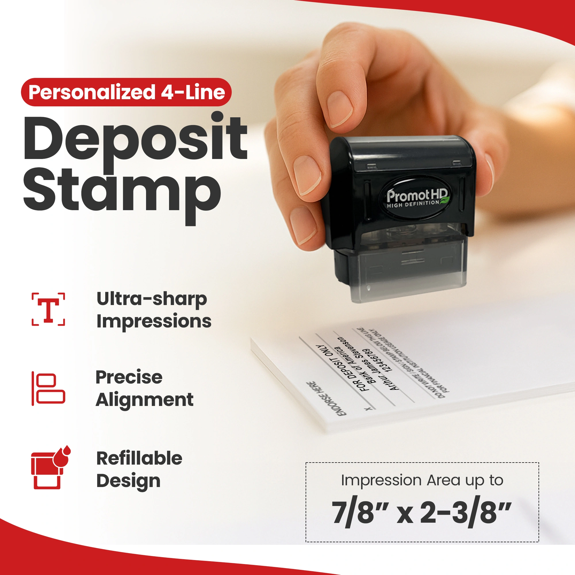 Pre-inked Bank Deposit Ink Stamp- Medium hover